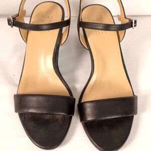 Naturalizer Bristol Black Block Heel Sandals Womens 9 Wide Comfort Cushioned Fit